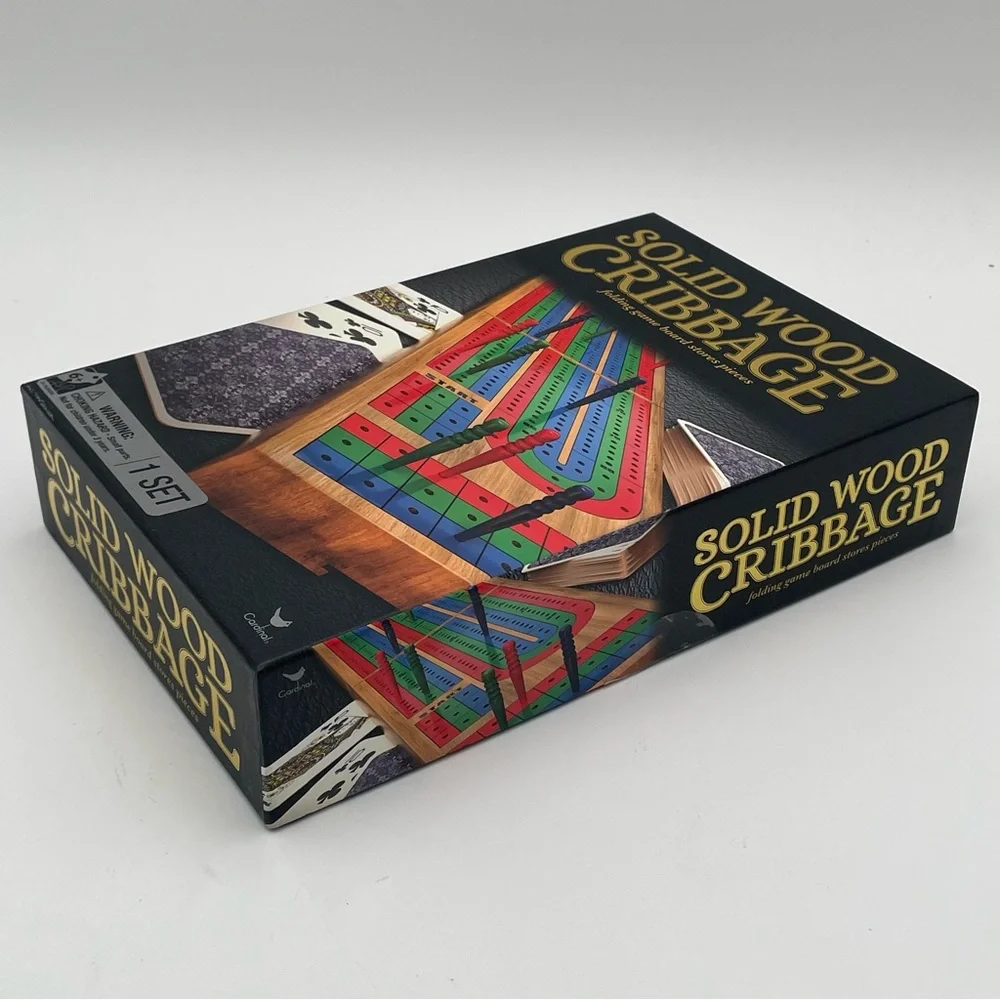 Cribbage Game Solid Wood Folding Board Spin Master Open Box